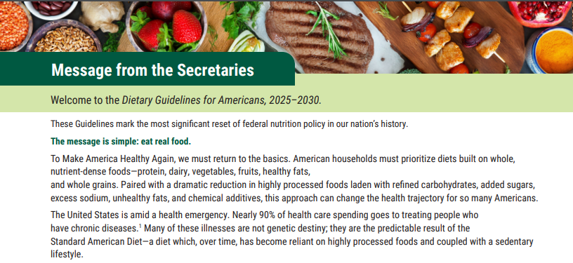 2025-2030年美国膳食指南发布：回归“真实食物”，重塑国家营养政策基石